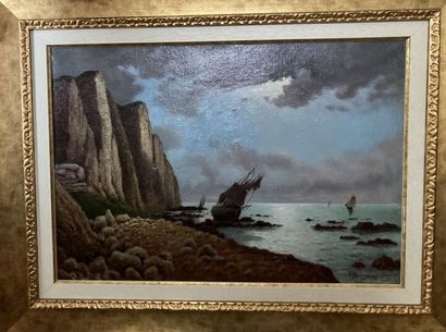 Late 19th century school 
Ship aground on...