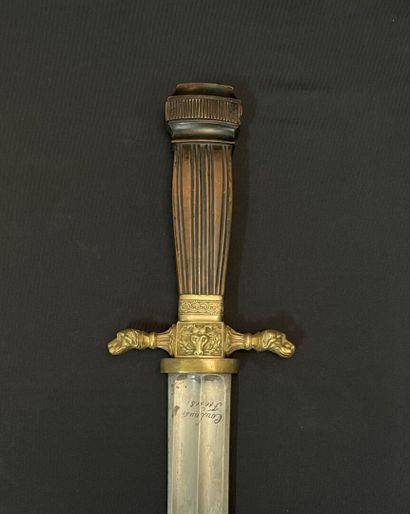 DAGUE straight blade with double flutes carved...