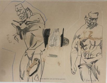 MODERN SCHOOL
Nude men.
Mixed media on paper,...
