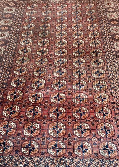Woolen KILIM BOUKHARA with red background,...