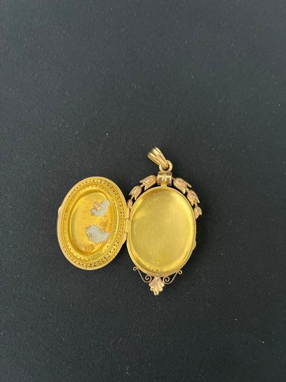 MEDAILLON in double-tone 750/°°° (18K) gold,...