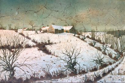 Michel BESZIE (1940)
Houses under the snow.
Oil...