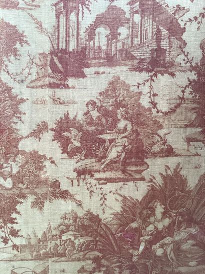 PARAVENT à quatre feuilles ornée d'une toile...