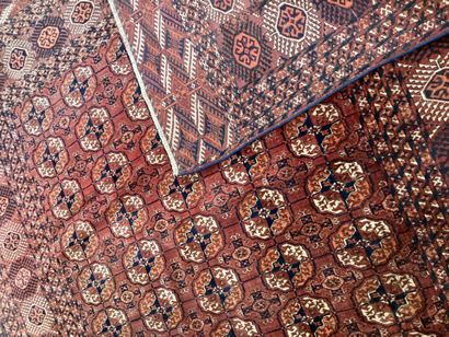Woolen KILIM BOUKHARA with red background,...