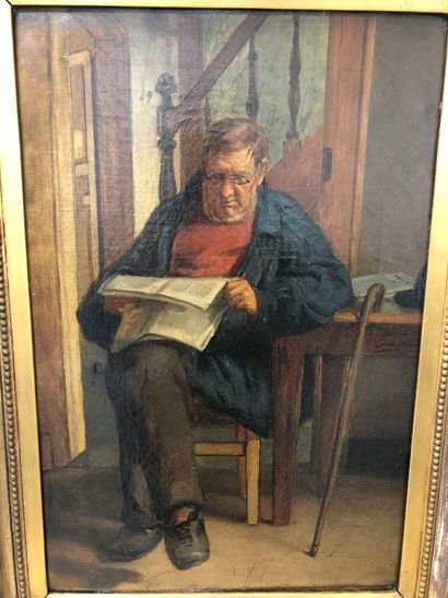Léon HERBO (1850-1907)
Man reading.
Oil on...