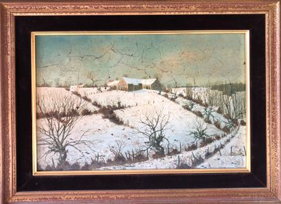 Michel BESZIE (1940)
Houses under the snow.
Oil...