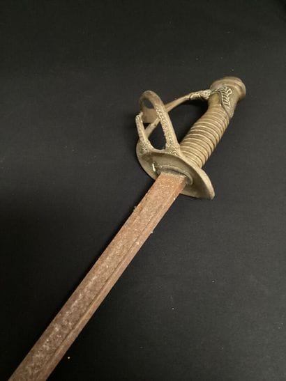 SABRE, straight blade (rusted) and bronze...