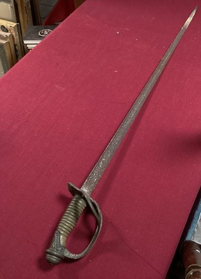 SABRE, straight blade (rusted) and bronze...