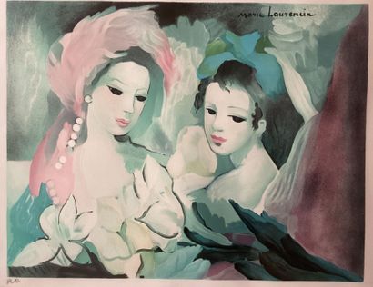 Marie LAURENCIN (1883-1956) 
Two young women.
Color...