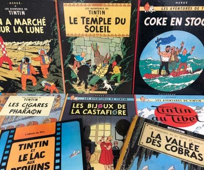 LOT de BD - TINTIN :
Huit albums les aventures...