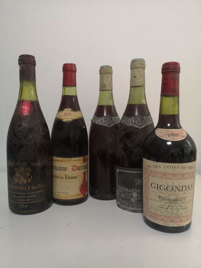 5 Bottles VINS DIVERS FRANCE RHONE - BOURGOGNE...
