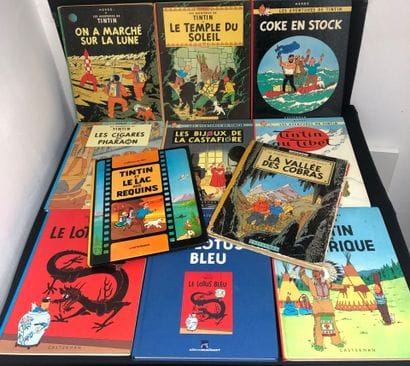 LOT de BD - TINTIN :
Huit albums les aventures...