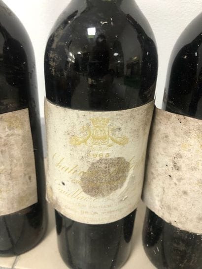 5 bouteilles Château PIBRAN - Pauillac, 1964.
Étiquettes...