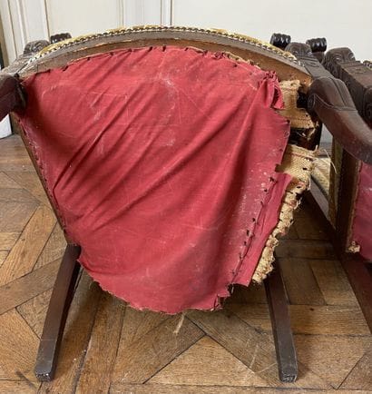 Suite of four mahogany and mahogany veneered...