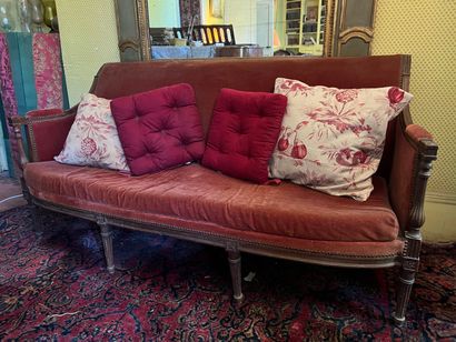 Suite of four armchairs and a sofa in molded...