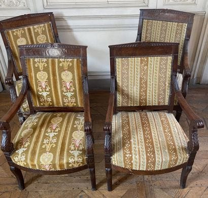 Suite of four mahogany and mahogany veneered...
