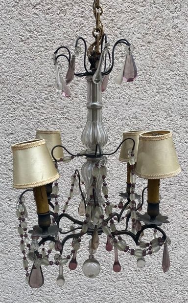 Four-light pendant chandelier (H. 55 cm)...