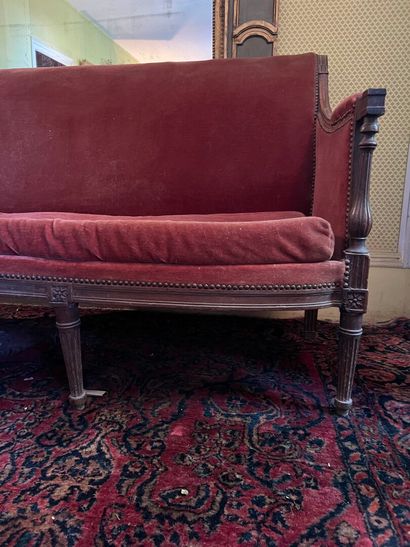 Suite of four armchairs and a sofa in molded...