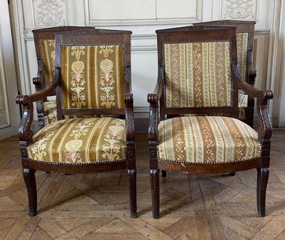 Suite of four mahogany and mahogany veneered...