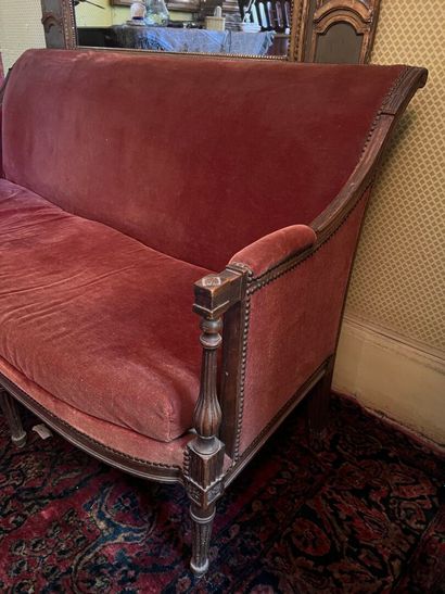 Suite of four armchairs and a sofa in molded...