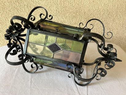 Lantern in wrought iron. H. 66 cm