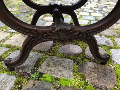 Louis XV-style carved walnut ployant stool...