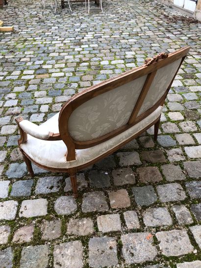 Louis XVI style bench seat in carved natural...