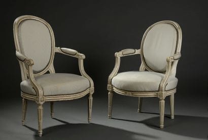 Two Louis XVI period cabriolet armchairs...