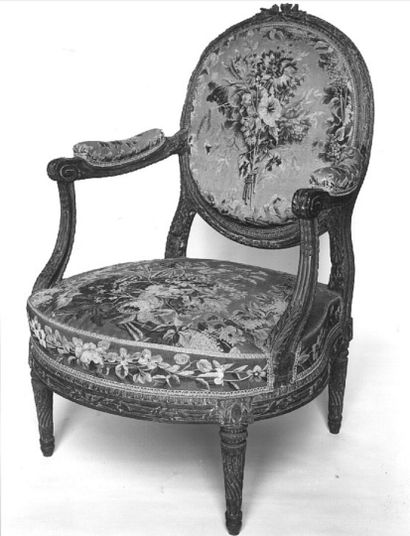 Pair of large Louis XVI-style armchairs,...