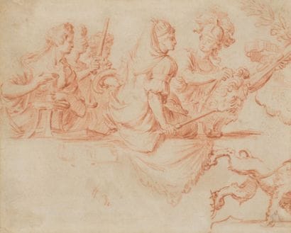 17th-century FLEMISH school
Allegorical figures...