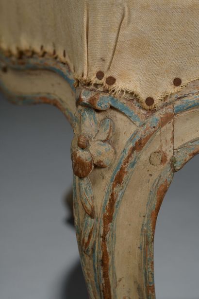 Pair of cabriolet armchairs in carved and...