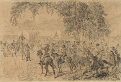 19th century FRENCH SCHOOL
War scene in Mexico
Black...