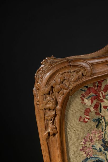 Mantelpiece screen in molded and carved wood,...