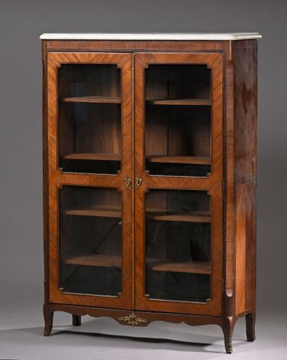 A rosewood and satinwood veneered display...