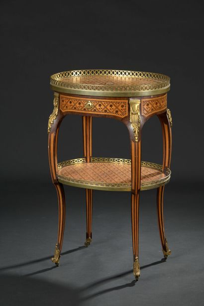 A Napoleon III period middle table in wood...