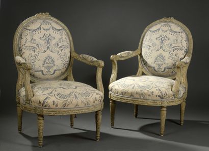 Pair of large Louis XVI-style armchairs,...