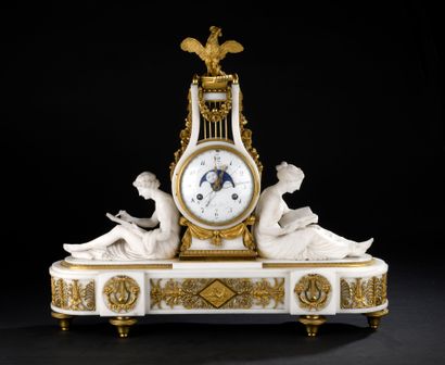 White marble and gilt bronze clock from the...