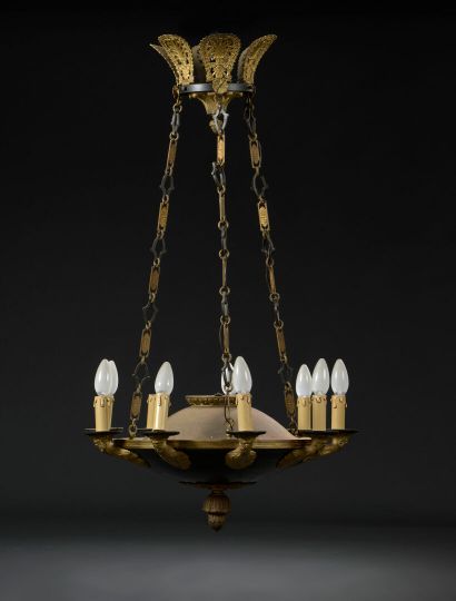 Empire period nine-light gilt and patinated...