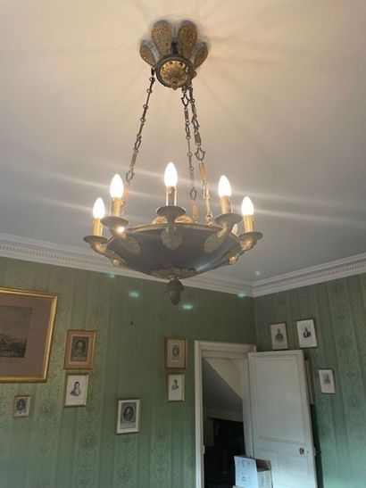 Empire period nine-light gilt and patinated...