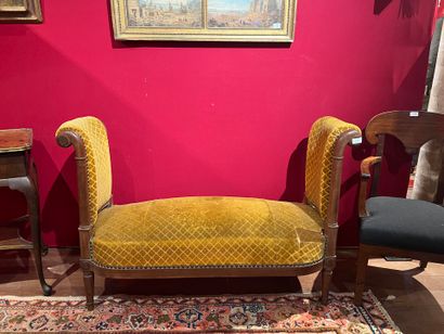 Mahogany and mahogany veneer bench, Directoire...