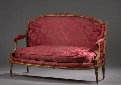 Molded and carved wood sofa, late 18th-early...