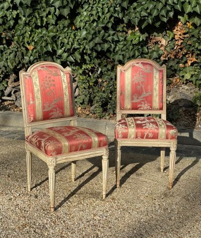 Pair of molded, carved and lacquered wood...