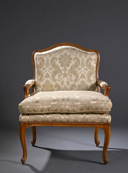 Large, simply molded wooden armchair by Nicolas-Quinibert...