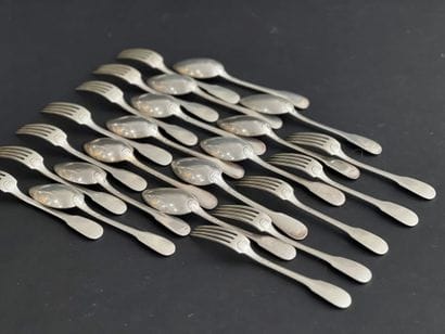 Flat silver entremet set, Minerve hallmark.
Includes...