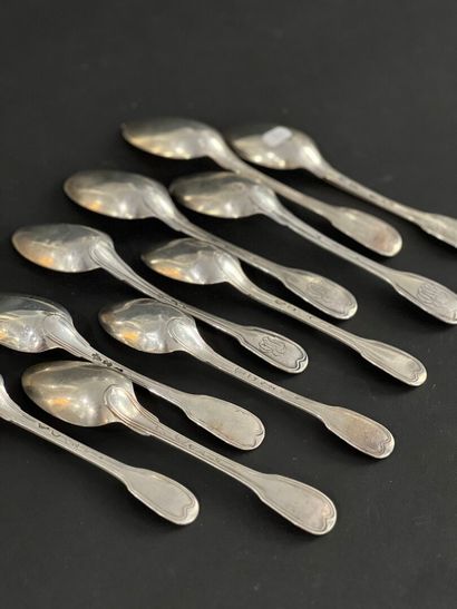 PARIS 18th century
Ten silver coffee spoons,...