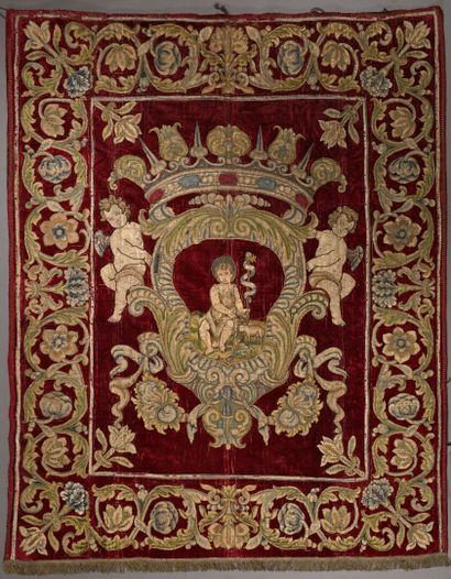 Embroidered hanging, Italy, 17th century,...