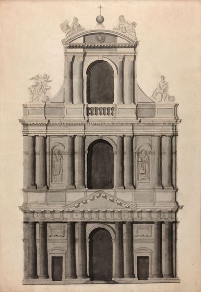 18th century FRENCH school
Church facade
Pen...