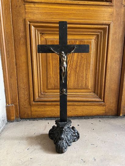 Crucifix in bronze and molded and carved...