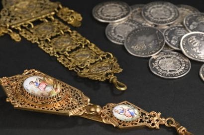 Part of a gilded copper chatelaine, late...