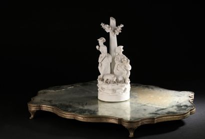 Surtout table in silver-plated metal, late...